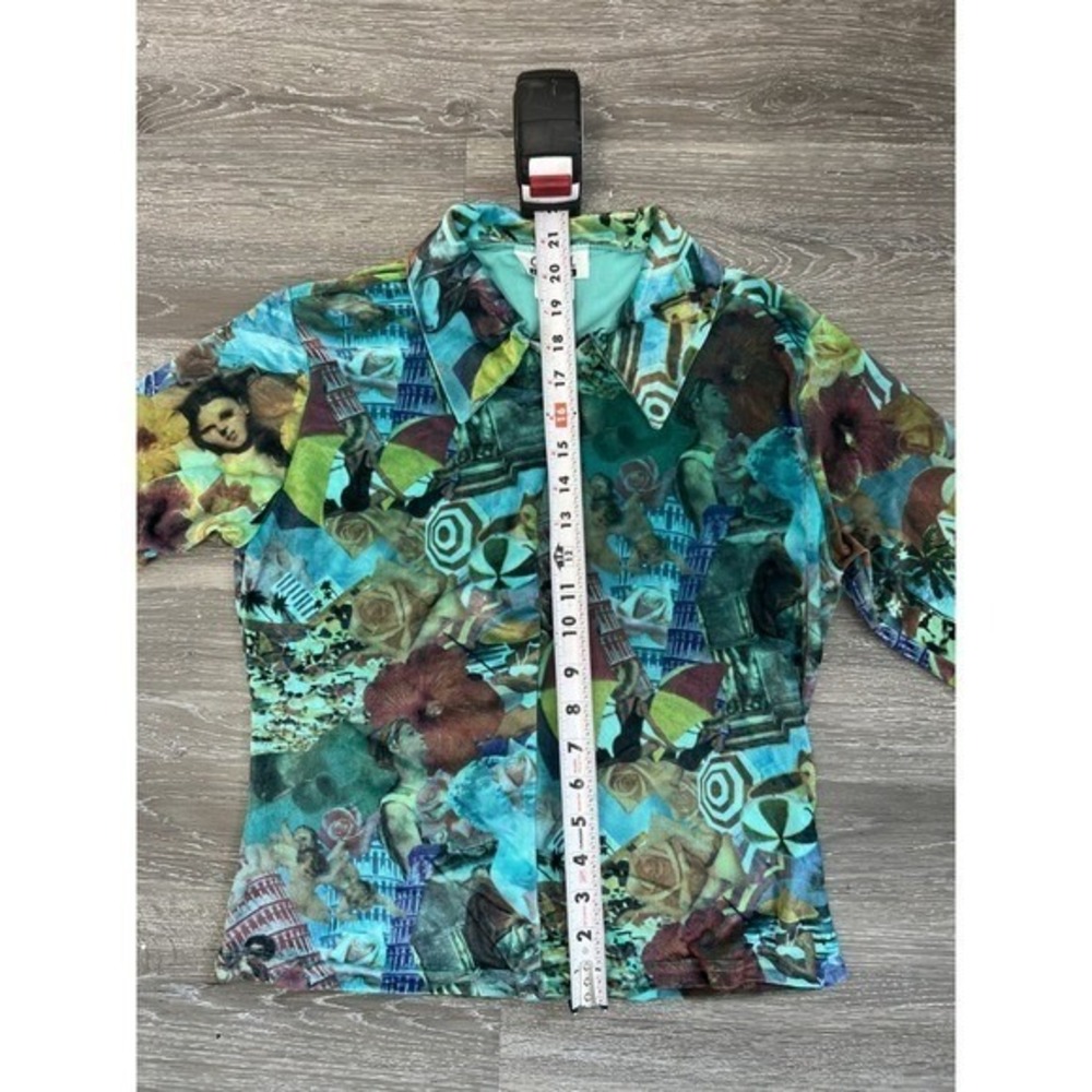 Y2k velvet Cheryl Creations Vintage 90s Italian Renaissance Art Zip Up Top Large - Picture 7 of 8